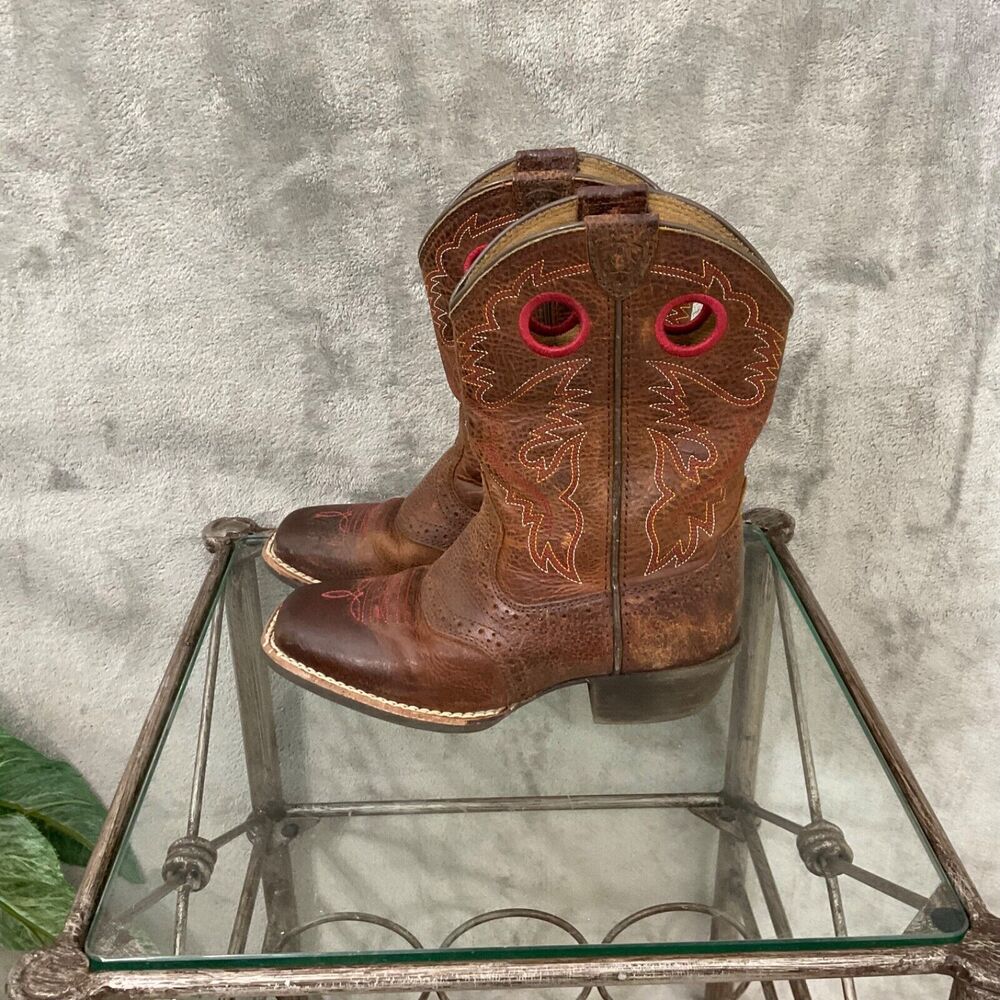 ARIAT BOOTS KIDS size 13.5 STYLE 10014101 SQUARE TOE pull on - Picture 3 of 15